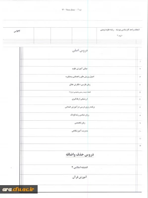 جدول انتخاب واحد برای ترم 3 کارشناسی پیوسته در گروههای 2و3و4و5 انتخاب فرمایید